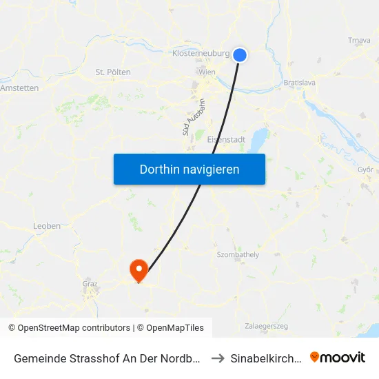 Gemeinde Strasshof An Der Nordbahn to Sinabelkirchen map