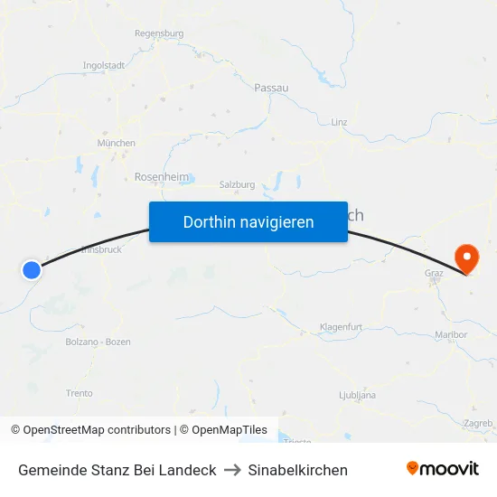 Gemeinde Stanz Bei Landeck to Sinabelkirchen map