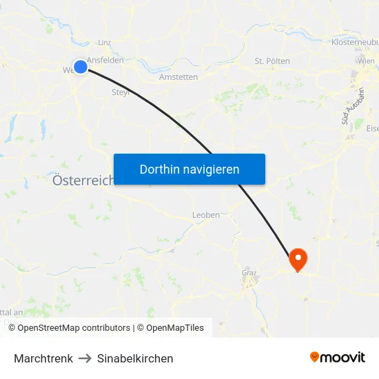 Marchtrenk to Sinabelkirchen map