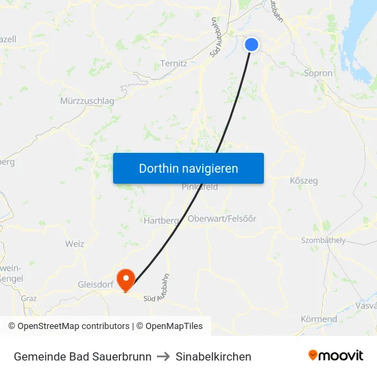 Gemeinde Bad Sauerbrunn to Sinabelkirchen map