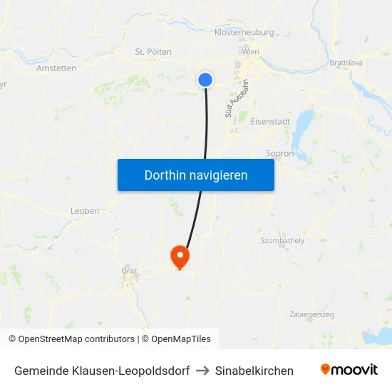 Gemeinde Klausen-Leopoldsdorf to Sinabelkirchen map