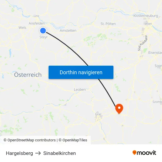 Hargelsberg to Sinabelkirchen map