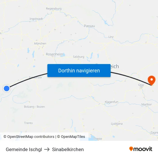 Gemeinde Ischgl to Sinabelkirchen map