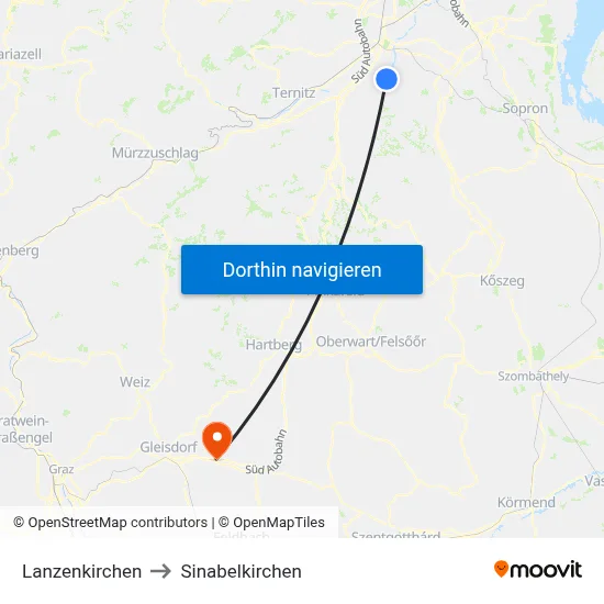 Lanzenkirchen to Sinabelkirchen map