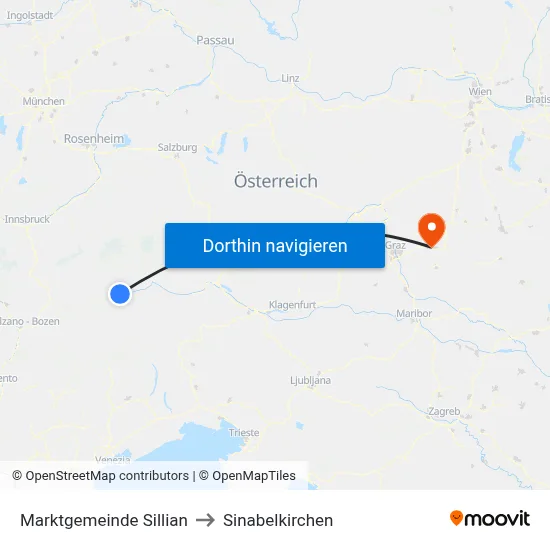 Marktgemeinde Sillian to Sinabelkirchen map