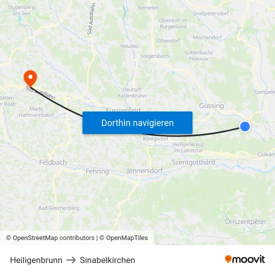 Heiligenbrunn to Sinabelkirchen map