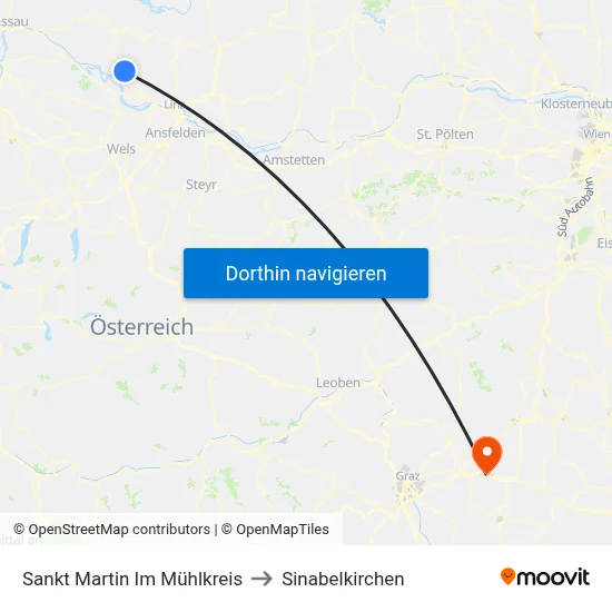 Sankt Martin Im Mühlkreis to Sinabelkirchen map