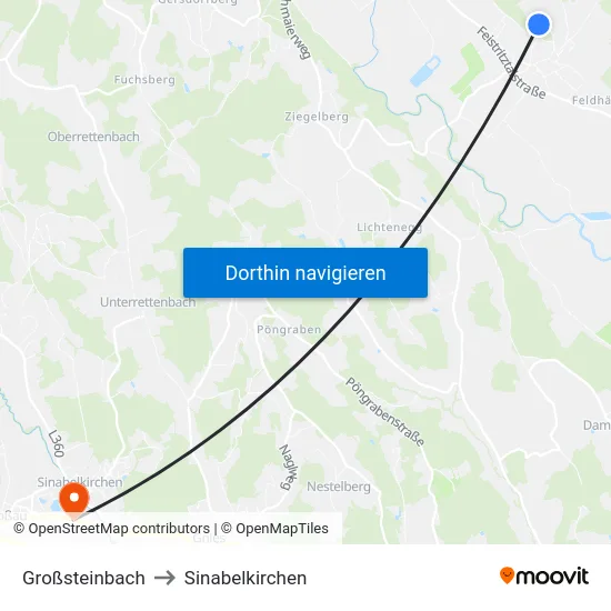 Großsteinbach to Sinabelkirchen map