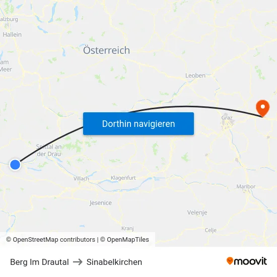 Berg Im Drautal to Sinabelkirchen map