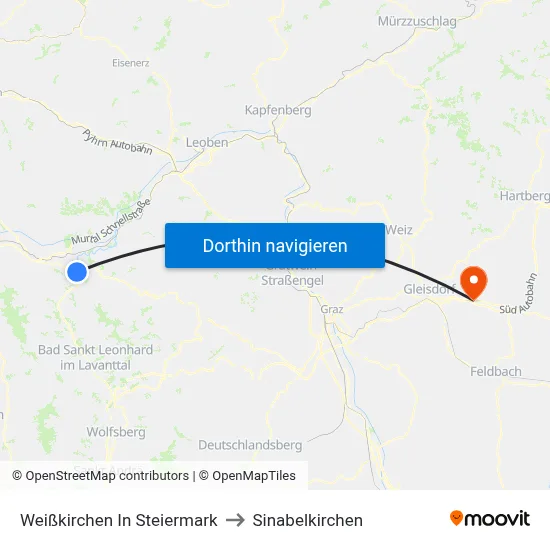 Weißkirchen In Steiermark to Sinabelkirchen map
