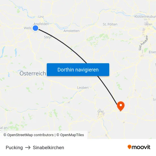 Pucking to Sinabelkirchen map