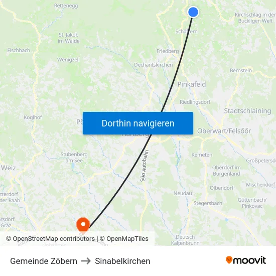 Gemeinde Zöbern to Sinabelkirchen map