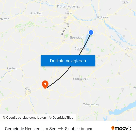 Gemeinde Neusiedl am See to Sinabelkirchen map