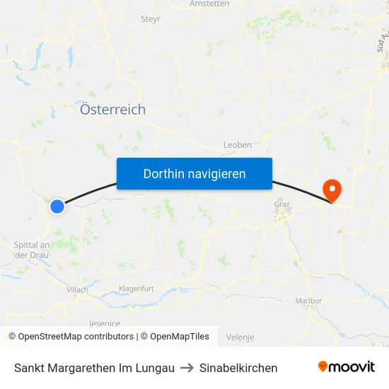 Sankt Margarethen Im Lungau to Sinabelkirchen map