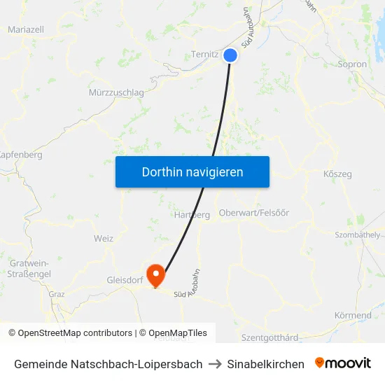 Gemeinde Natschbach-Loipersbach to Sinabelkirchen map