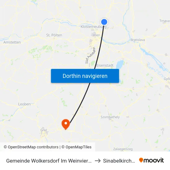 Gemeinde Wolkersdorf Im Weinviertel to Sinabelkirchen map