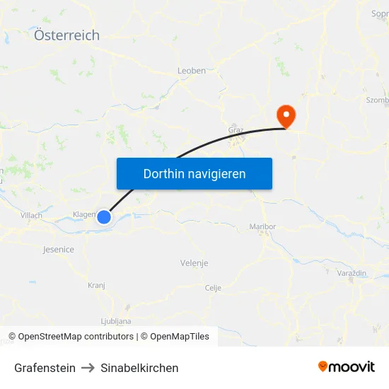 Grafenstein to Sinabelkirchen map