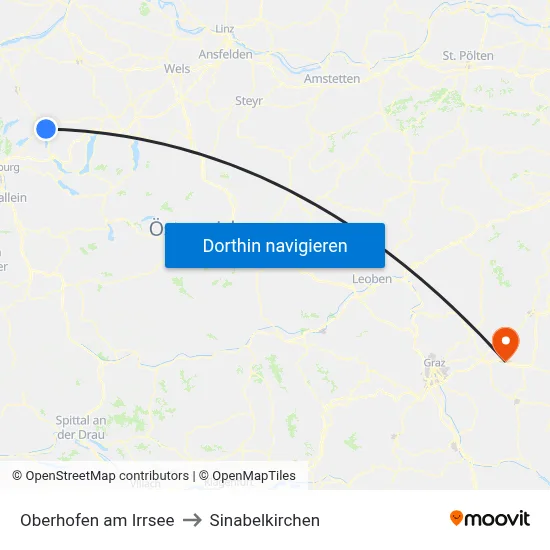 Oberhofen am Irrsee to Sinabelkirchen map