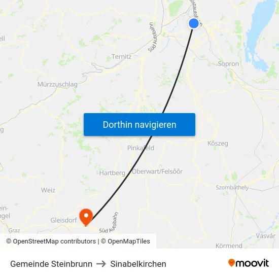 Gemeinde Steinbrunn to Sinabelkirchen map