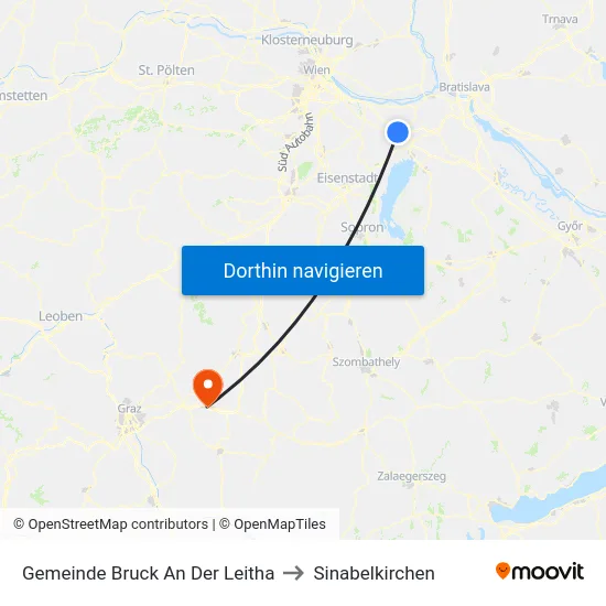 Gemeinde Bruck An Der Leitha to Sinabelkirchen map