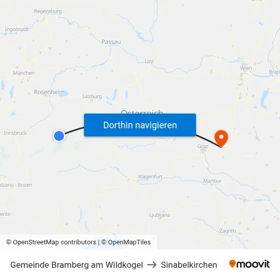 Gemeinde Bramberg am Wildkogel to Sinabelkirchen map