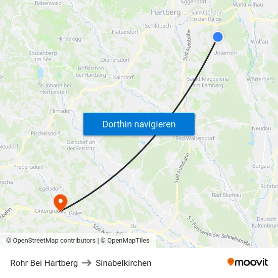 Rohr Bei Hartberg to Sinabelkirchen map