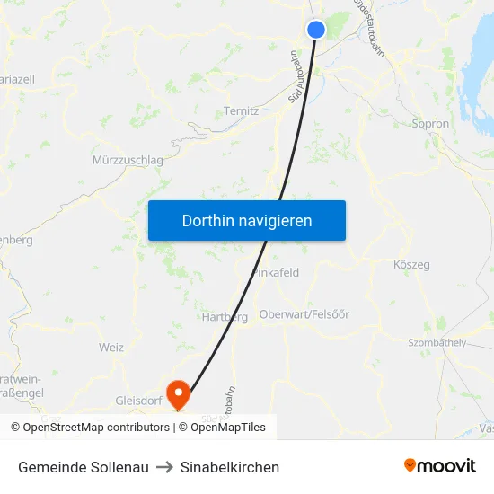 Gemeinde Sollenau to Sinabelkirchen map