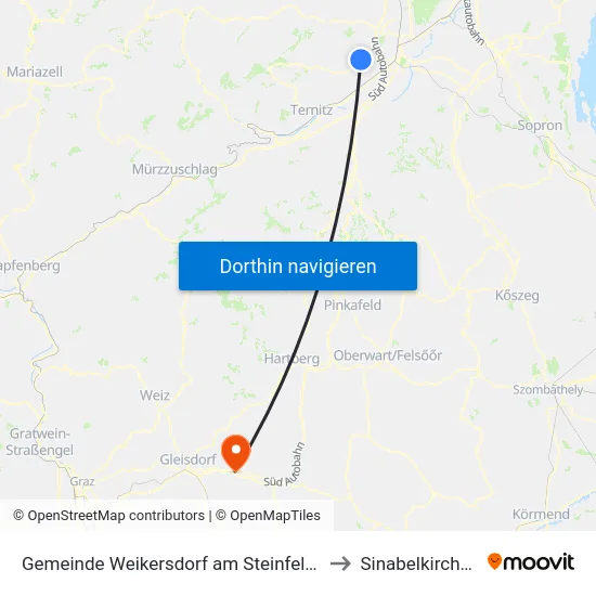 Gemeinde Weikersdorf am Steinfelde to Sinabelkirchen map
