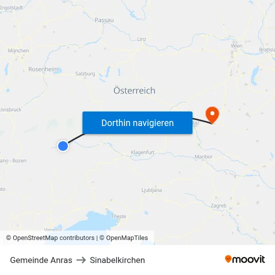 Gemeinde Anras to Sinabelkirchen map