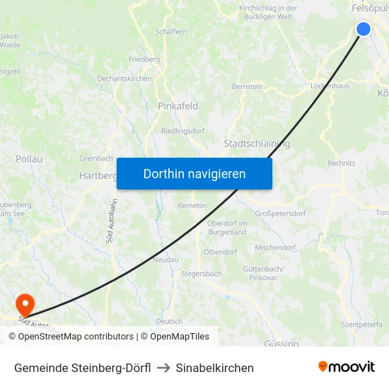 Gemeinde Steinberg-Dörfl to Sinabelkirchen map