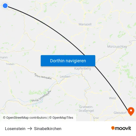 Losenstein to Sinabelkirchen map