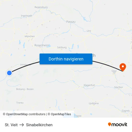 St. Veit to Sinabelkirchen map