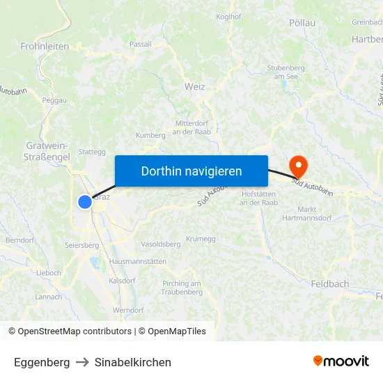 Eggenberg to Sinabelkirchen map