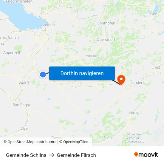 Gemeinde Schlins to Gemeinde Flirsch map