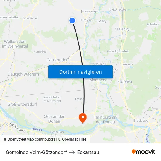 Gemeinde Velm-Götzendorf to Eckartsau map
