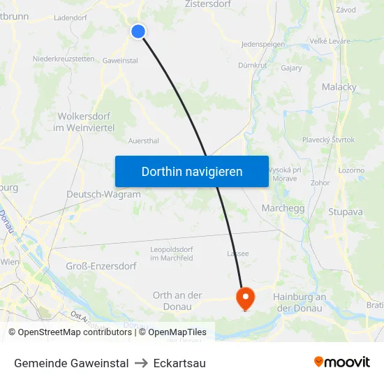 Gemeinde Gaweinstal to Eckartsau map