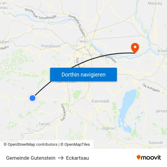 Gemeinde Gutenstein to Eckartsau map