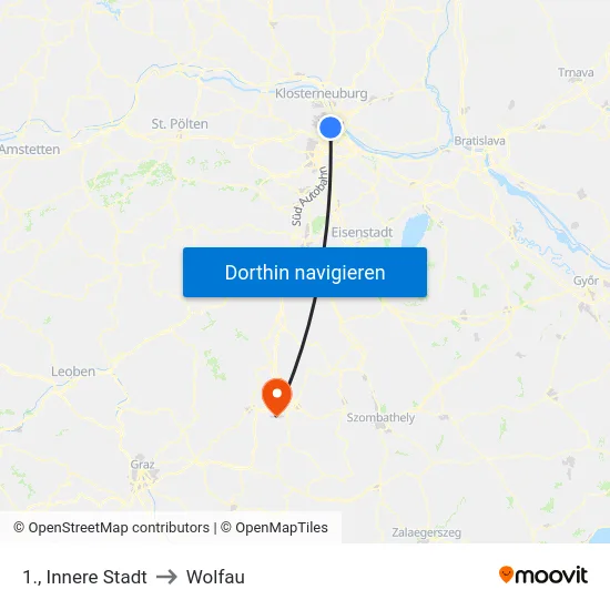 1., Innere Stadt to Wolfau map