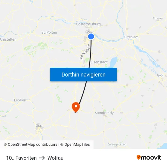 10., Favoriten to Wolfau map