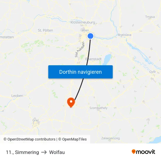 11., Simmering to Wolfau map
