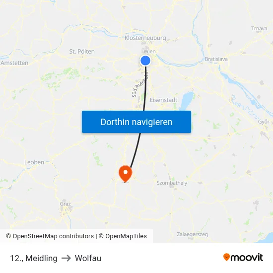 12., Meidling to Wolfau map