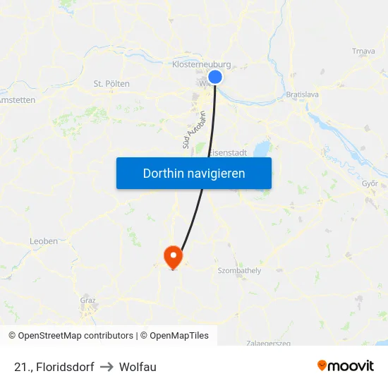 21., Floridsdorf to Wolfau map