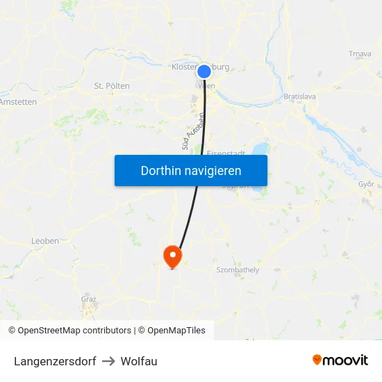 Langenzersdorf to Wolfau map