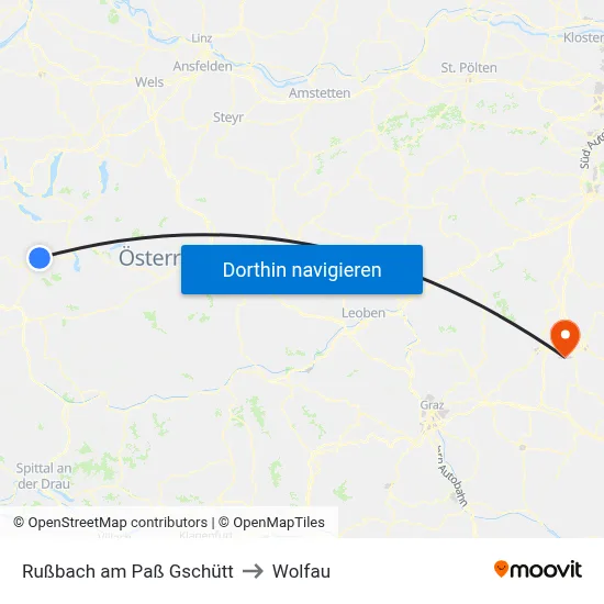 Rußbach am Paß Gschütt to Wolfau map