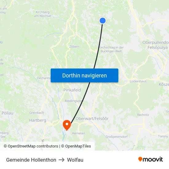 Gemeinde Hollenthon to Wolfau map