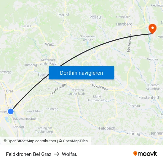 Feldkirchen Bei Graz to Wolfau map