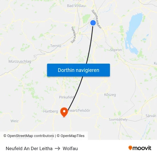 Neufeld An Der Leitha to Wolfau map