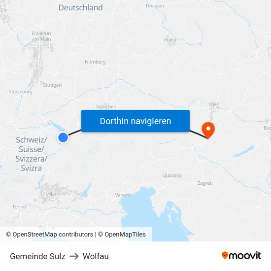 Gemeinde Sulz to Wolfau map