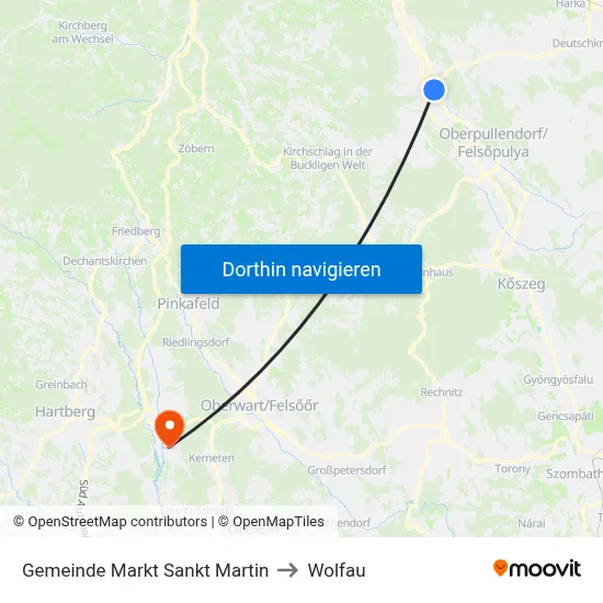 Gemeinde Markt Sankt Martin to Wolfau map