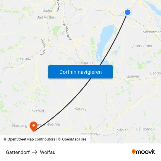 Gattendorf to Wolfau map